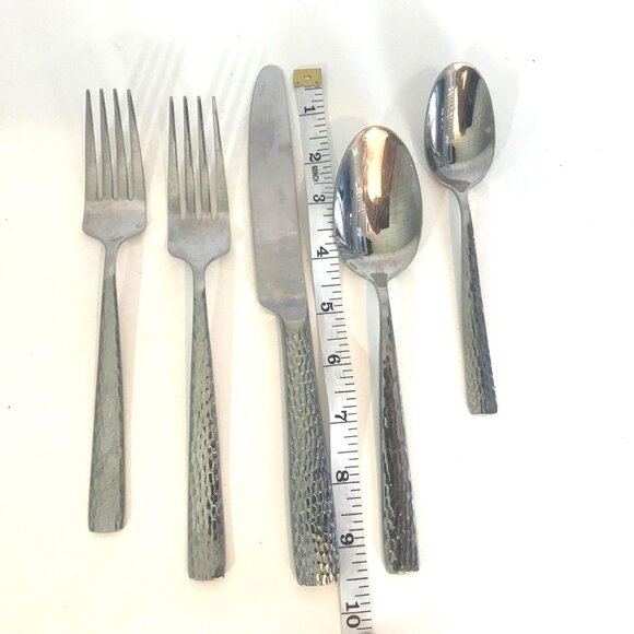 Mikasa Oliver Hammered Stainless Steel Flatware 34-Piece Set - Picture 8 of 11